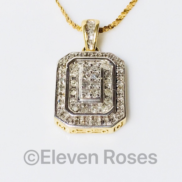 Art Deco 10k Gold Diamond Pendant - Picture 7 of 8